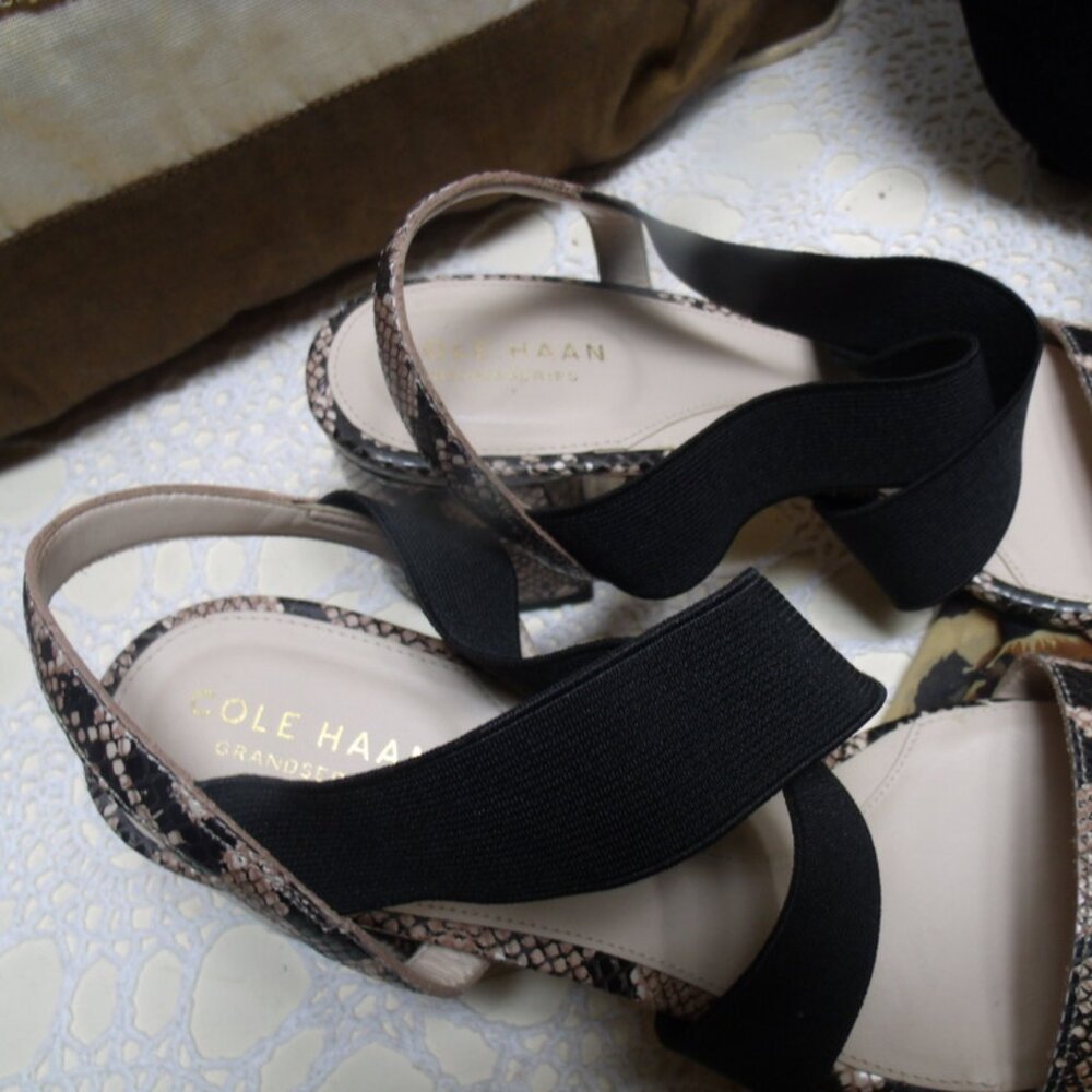 Cole Haan Grand Women's Leather Snake Print Heeled Sandals 8.5 - Picture 10 of 11
